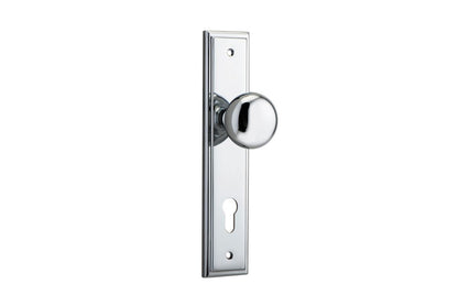 Iver Cambridge Door Knob Stepped Latch Pair, Passage Kit, Privacy Kit , Entrance Kit with High Security Lock - Polished Chrome