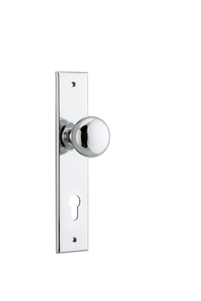 Iver Cambridge Door Knob Chamfered  Latch Pair, Passage Kit, Privacy Kit , Entrance Kit with High Security Lock - Polished Chrome