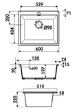 BURNS & FERALL CHAMBORD CONSTANCE I & II WHITE CERAMIC 410 & 600  UNDERMOUNT SINK