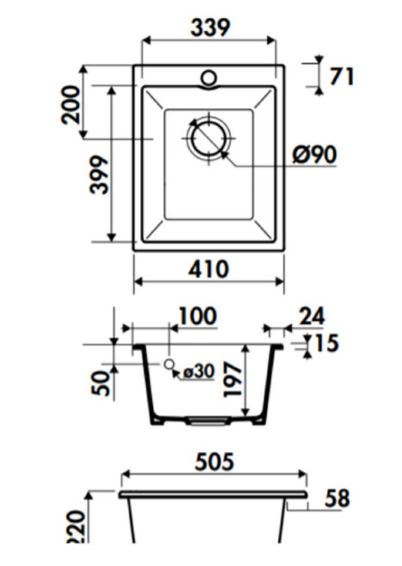 BURNS & FERALL CHAMBORD CONSTANCE I & II WHITE CERAMIC 410 & 600  UNDERMOUNT SINK