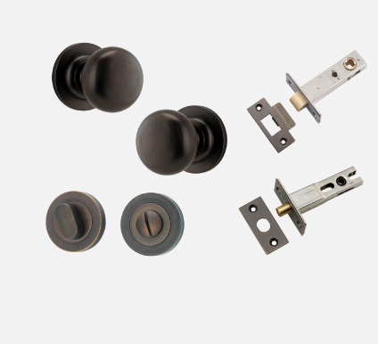 Iver Cambridge Door Knob 0201 Round Rose Signature Brass - Passage kit , privacy kit & Entrance Kit (Dual Function 5 pin and Key Thumb 6 Pin)