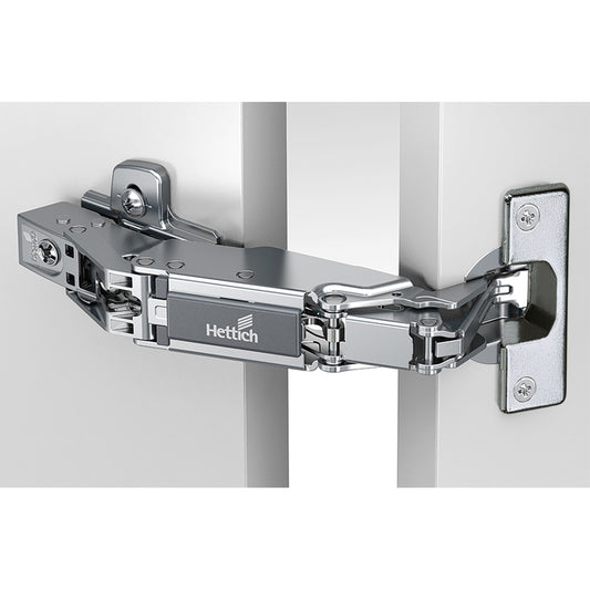Sensys Wide Angle Hinge, with zero protrusion (Sensys 8657), overlay, Opening angle 165°, TH-drilling pattern 52 x 5.5 mm, for screwing on