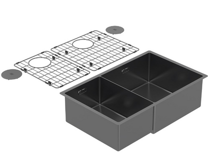 BURNS & FERALL ZOMODO PVD DOUBLE SINK & GRID LEFT HAND / RIGHT HAND - BLACK PEARL ,EUREKA GOLD & RIO BRONZE