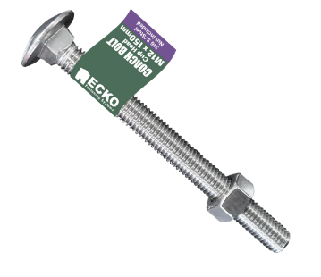 Ecko Coach Bolt & Nuts Cup Head 316 Stainless Steel M12-130,140,150,160,180,200,220,240mm - pack of 10