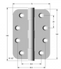 Lohala Hinge Stainless Steel 304 ,2BB 100mm x 75mm x 2.5mm - 1/2" Radius & 1/4" Radius - Fixed Button Pin Satin Finish