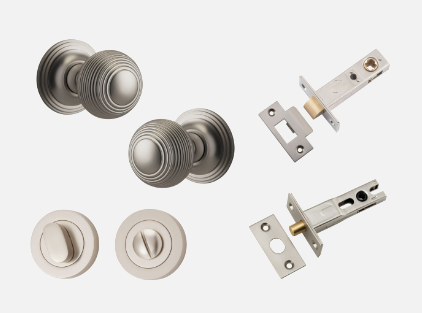 Iver Guildford Door Knob 0229 Round Rose Satin Nickel - Passage kit ,Privacy kit & Entrance Kit (Dual Function 5 pin and Key Thumb 6 Pin)