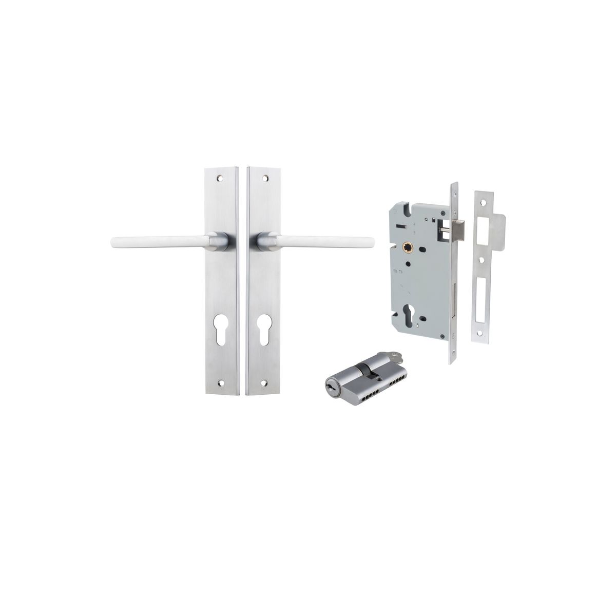 Iver Baltimore Door Knob Rectangular Latch Pair, Passage Kit, Privacy Kit , Entrance Kit with High Security Lock -Brushed Chrome