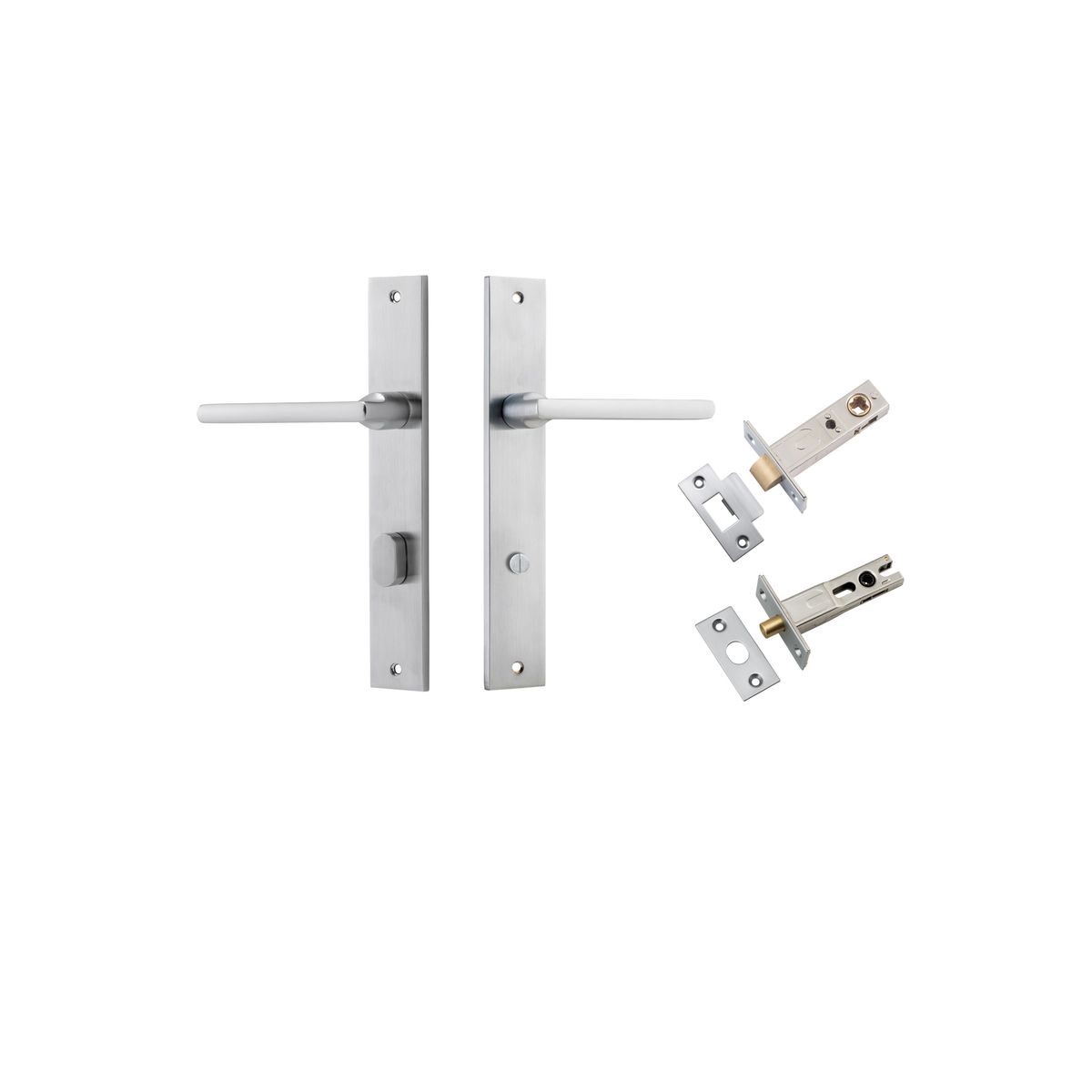 Iver Baltimore Door Knob Rectangular Latch Pair, Passage Kit, Privacy Kit , Entrance Kit with High Security Lock -Brushed Chrome