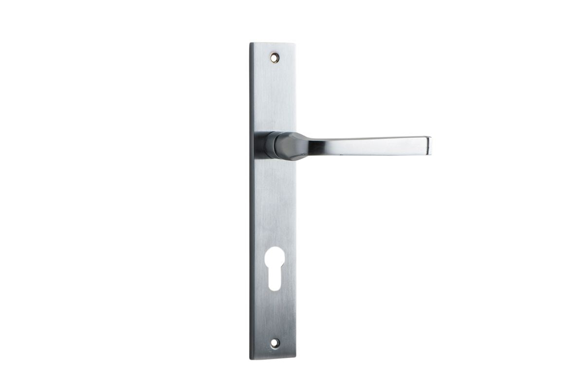 Iver Annecy Door Lever Rectangular Latch Pair, Passage Kit, Privacy Kit , Entrance Kit with High Security Lock - Brushed Chrome
