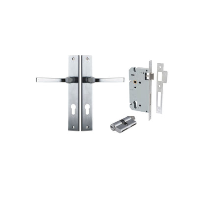 Iver Annecy Door Lever Rectangular Latch Pair, Passage Kit, Privacy Kit , Entrance Kit with High Security Lock - Brushed Chrome
