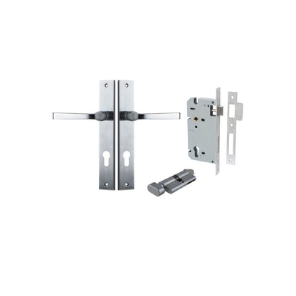 Iver Annecy Door Lever Rectangular Latch Pair, Passage Kit, Privacy Kit , Entrance Kit with High Security Lock - Brushed Chrome
