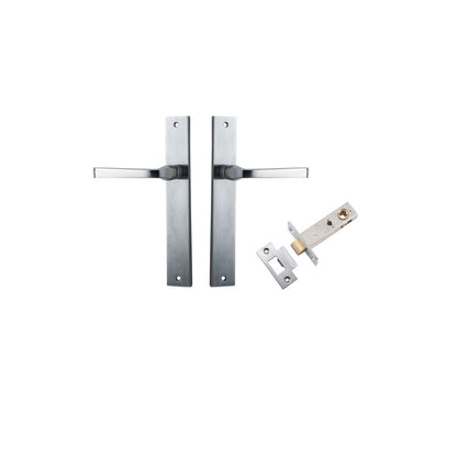 Iver Annecy Door Lever Rectangular Latch Pair, Passage Kit, Privacy Kit , Entrance Kit with High Security Lock - Brushed Chrome