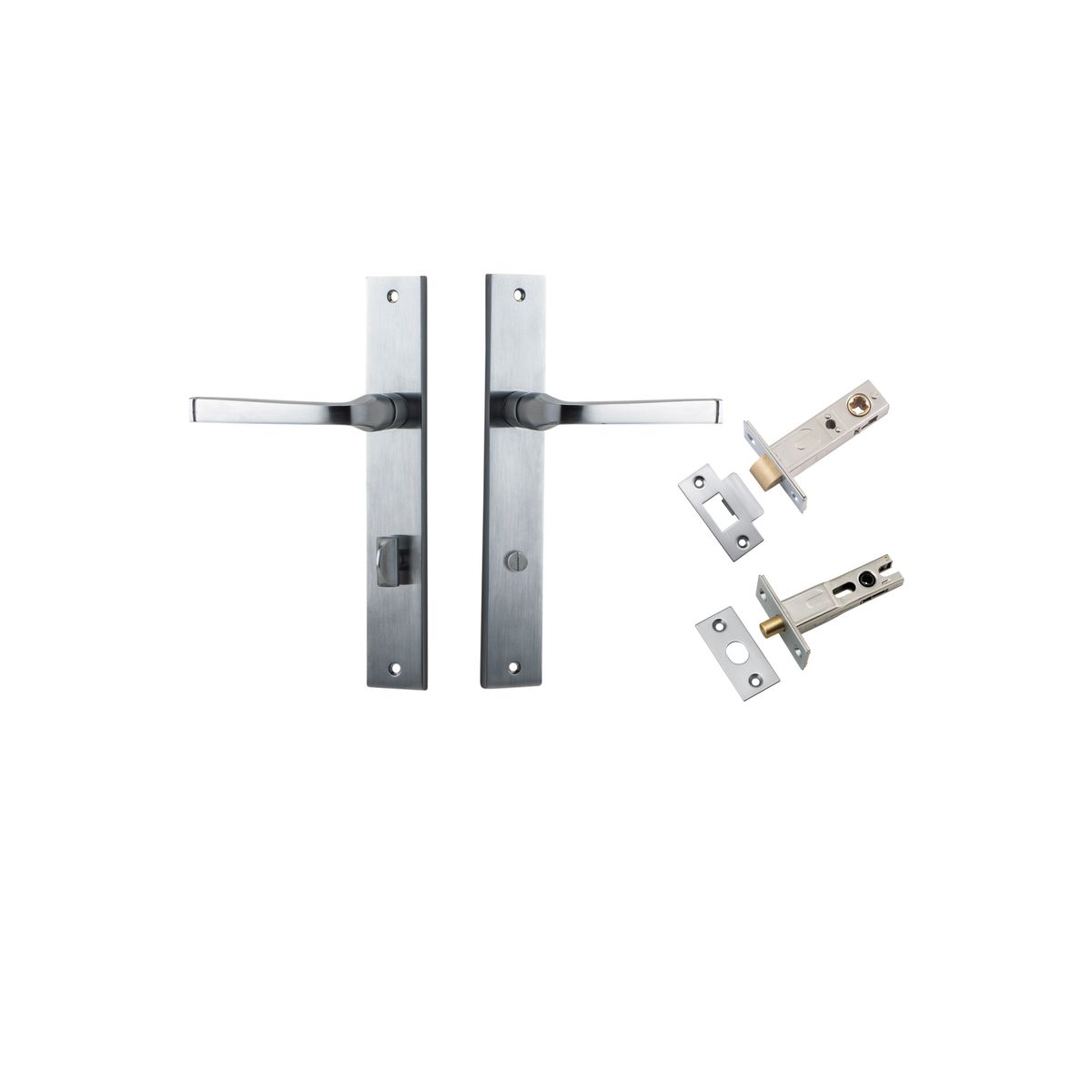 Iver Annecy Door Lever Rectangular Latch Pair, Passage Kit, Privacy Kit , Entrance Kit with High Security Lock - Brushed Chrome
