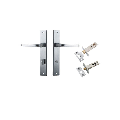 Iver Annecy Door Lever Rectangular Latch Pair, Passage Kit, Privacy Kit , Entrance Kit with High Security Lock - Brushed Chrome