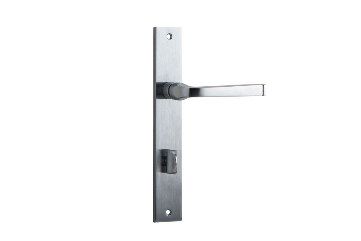Iver Annecy Door Lever Rectangular Latch Pair, Passage Kit, Privacy Kit , Entrance Kit with High Security Lock - Brushed Chrome