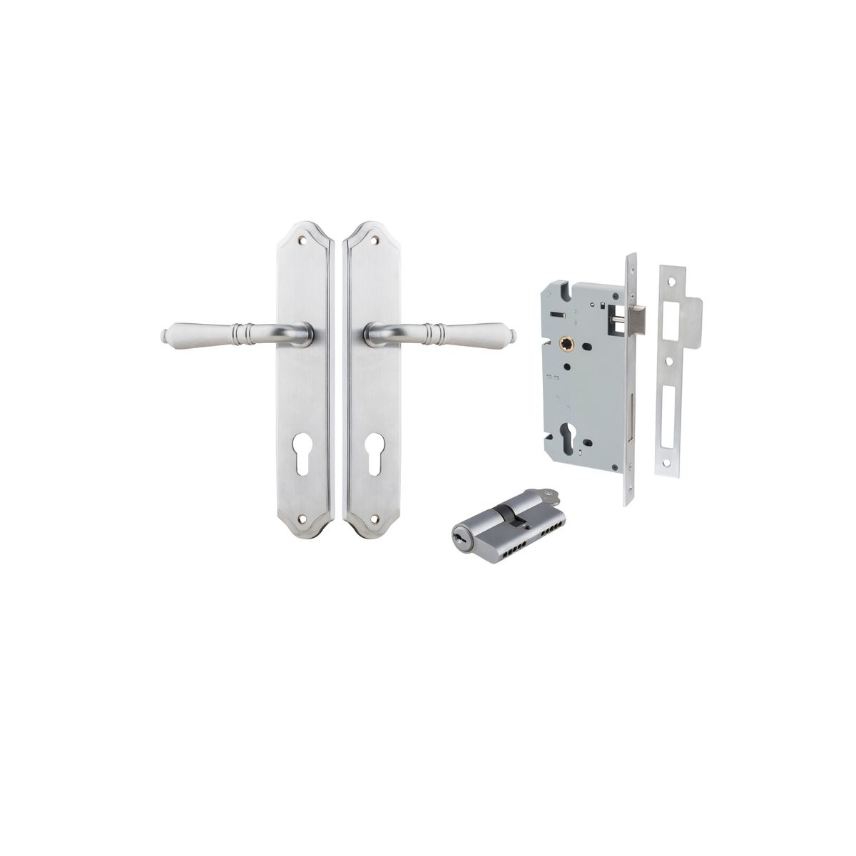 Iver Sarlat  Door Lever Oval Latch Pair, Passage Kit, Privacy Kit , Entrance Kit with High Security Lock - Brushed Chrome