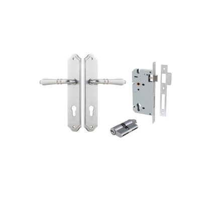 Iver Sarlat  Door Lever Oval Latch Pair, Passage Kit, Privacy Kit , Entrance Kit with High Security Lock - Brushed Chrome