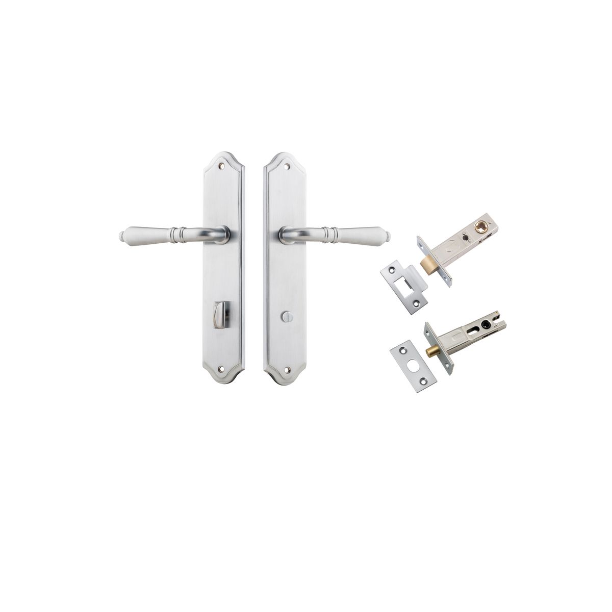 Iver Sarlat  Door Lever Oval Latch Pair, Passage Kit, Privacy Kit , Entrance Kit with High Security Lock - Brushed Chrome