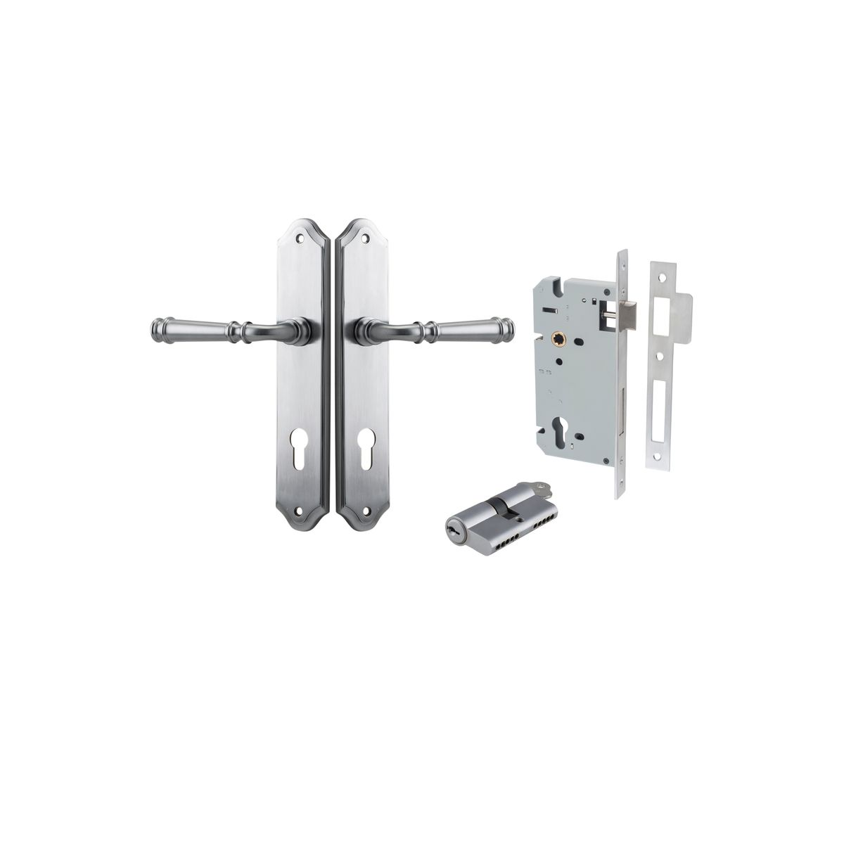 Iver Verona Door Lever Shouldered Latch Pair, Passage Kit, Privacy Kit , Entrance Kit with High Security Lock -Brushed Chrome