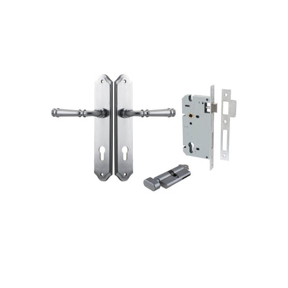 Iver Verona Door Lever Shouldered Latch Pair, Passage Kit, Privacy Kit , Entrance Kit with High Security Lock -Brushed Chrome