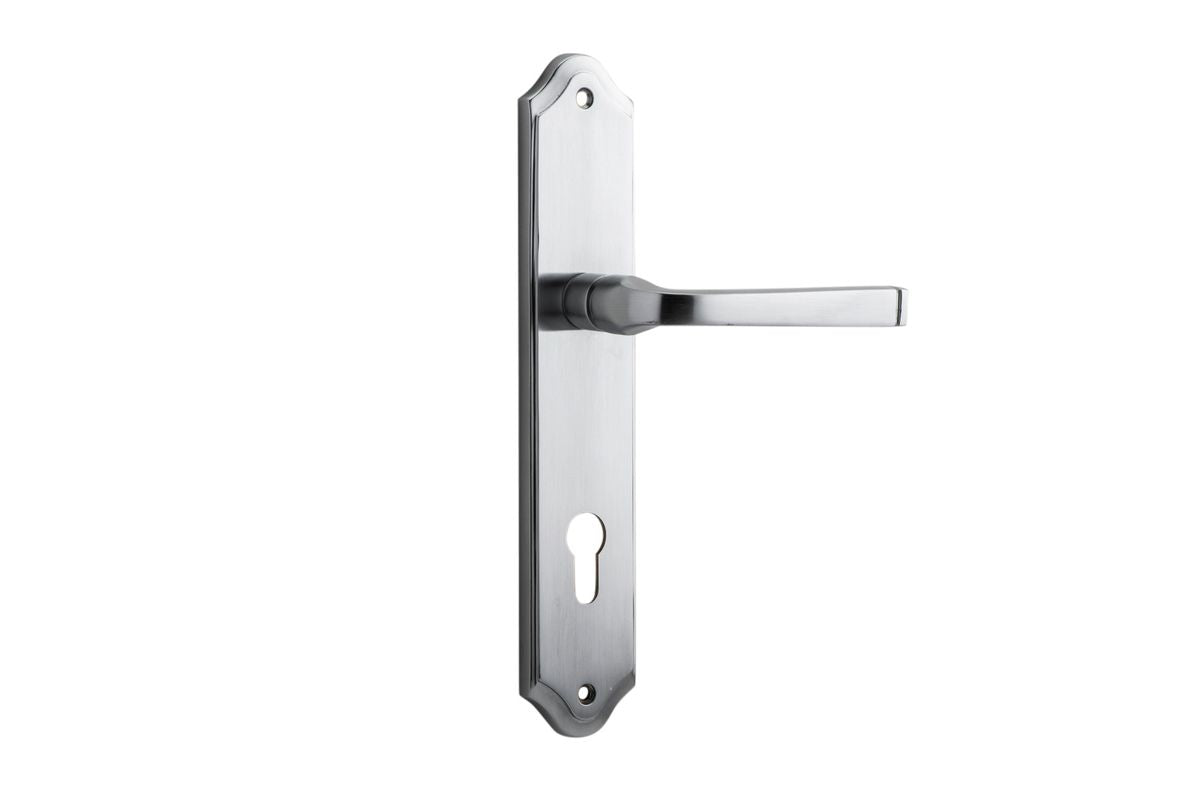 Iver Annecy Door Lever Shouldered Latch Pair, Passage Kit, Privacy Kit , Entrance Kit with High Security Lock -Brushed Chrome