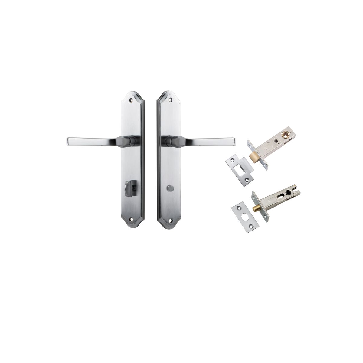 Iver Annecy Door Lever Shouldered Latch Pair, Passage Kit, Privacy Kit , Entrance Kit with High Security Lock -Brushed Chrome