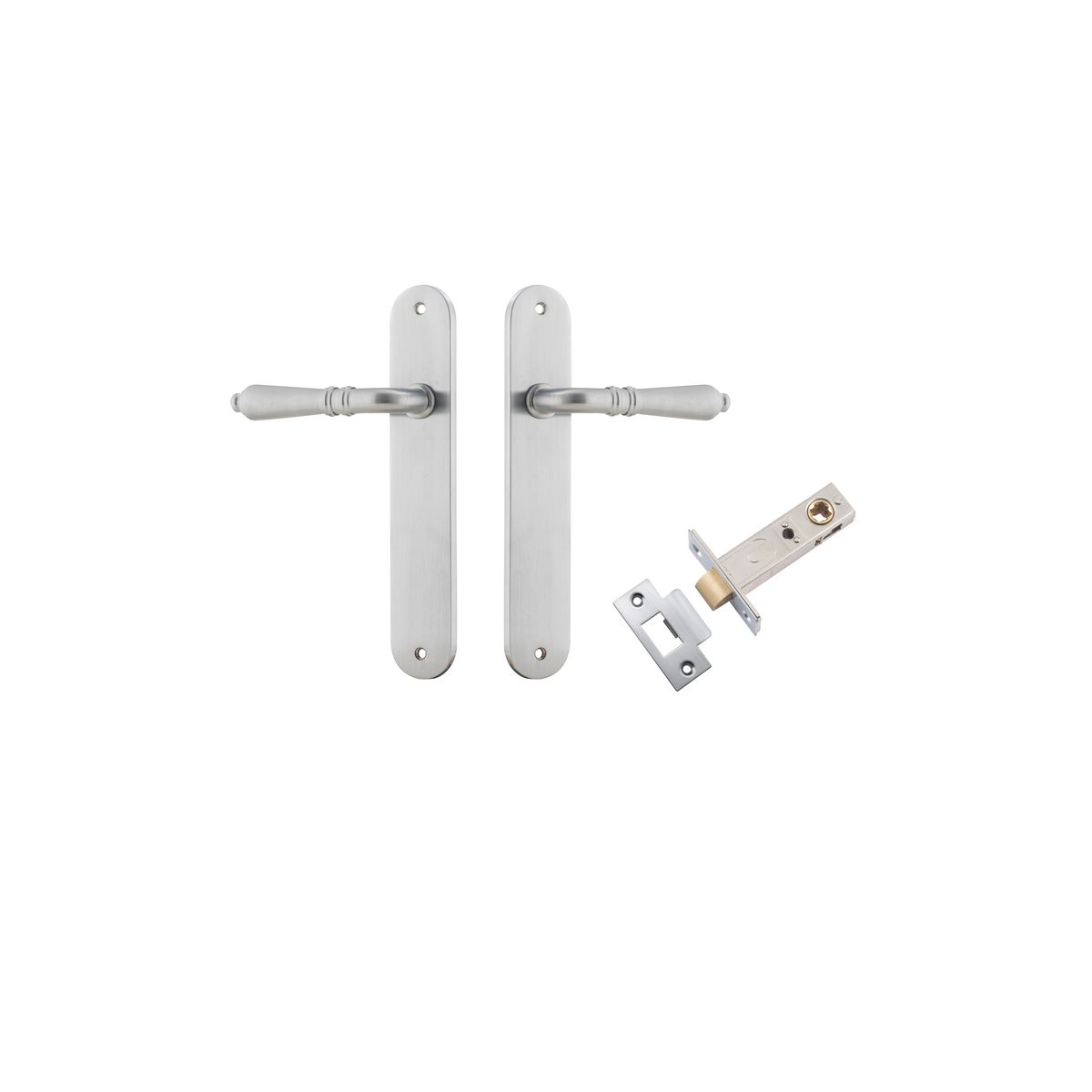 Iver Sarlat  Door Lever Oval Latch Pair, Passage Kit, Privacy Kit , Entrance Kit with High Security Lock - Brushed Chrome