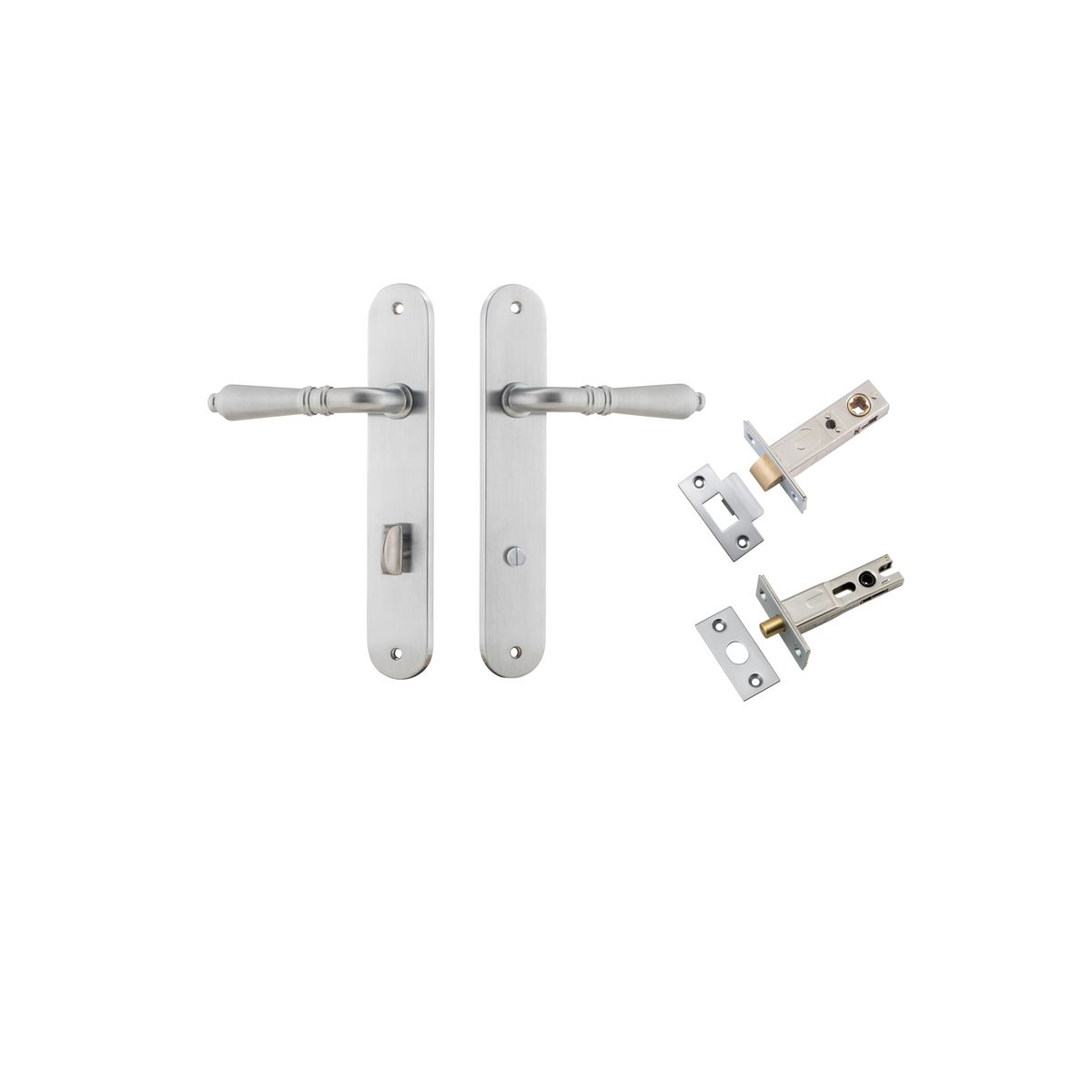Iver Sarlat  Door Lever Oval Latch Pair, Passage Kit, Privacy Kit , Entrance Kit with High Security Lock - Brushed Chrome