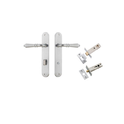 Iver Sarlat  Door Lever Oval Latch Pair, Passage Kit, Privacy Kit , Entrance Kit with High Security Lock - Brushed Chrome
