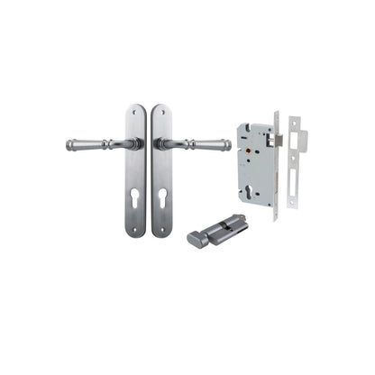 Iver Verona Door Lever Oval Latch Pair, Passage Kit, Privacy Kit , Entrance Kit with High Security Lock - Brushed Chrome