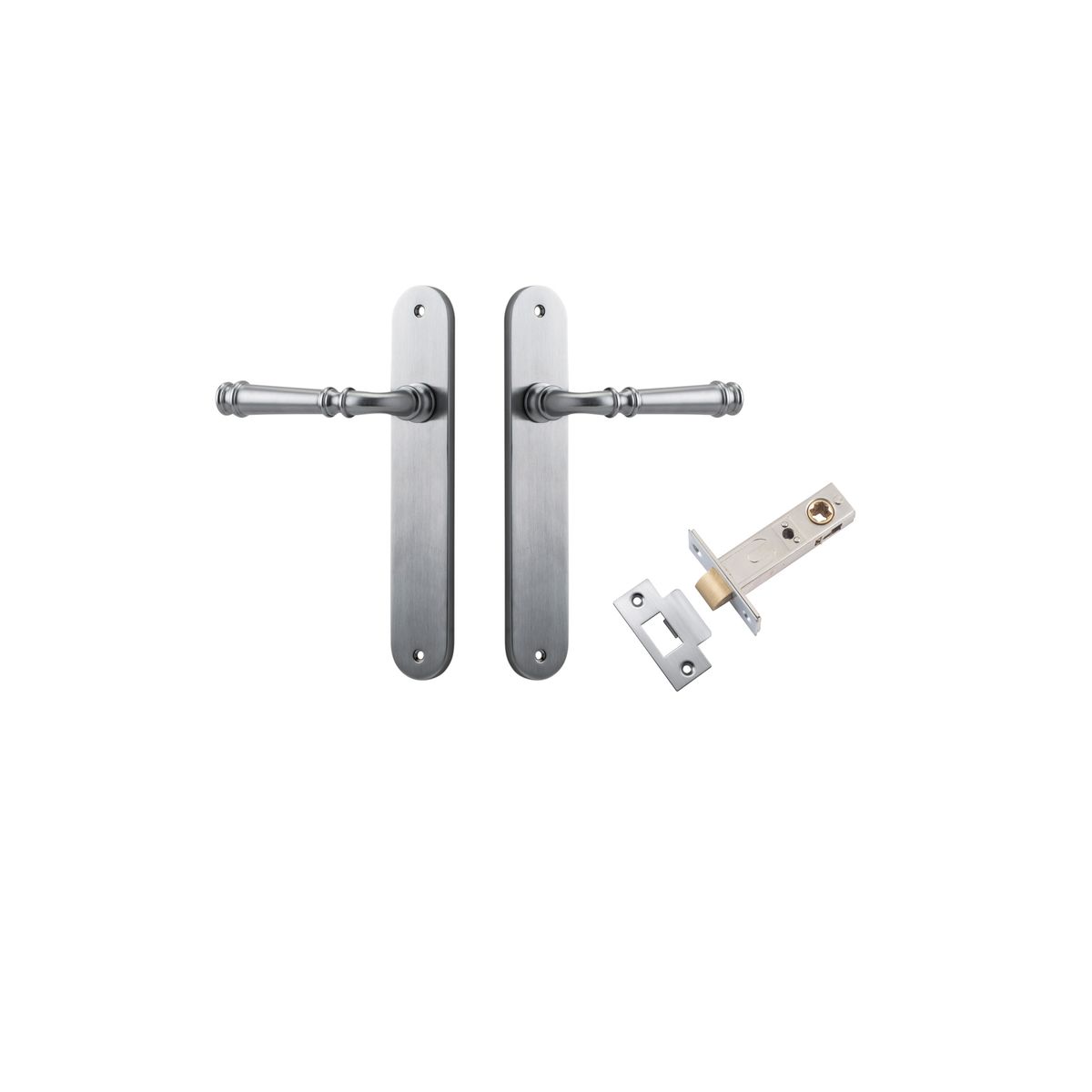 Iver Verona Door Lever Oval Latch Pair, Passage Kit, Privacy Kit , Entrance Kit with High Security Lock - Brushed Chrome