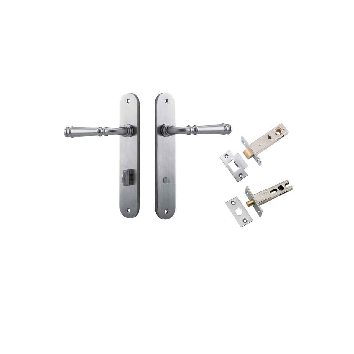 Iver Verona Door Lever Oval Latch Pair, Passage Kit, Privacy Kit , Entrance Kit with High Security Lock - Brushed Chrome