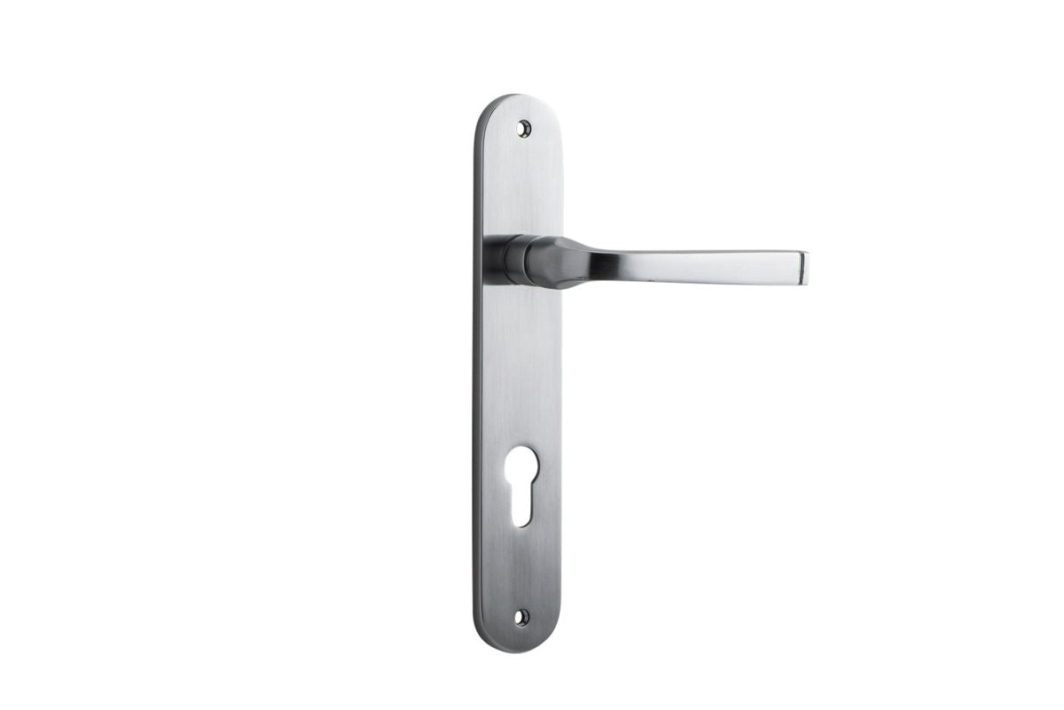 Iver Annecy Door Lever Oval Latch Pair, Passage Kit, Privacy Kit , Entrance Kit with High Security Lock - Brushed Chrome