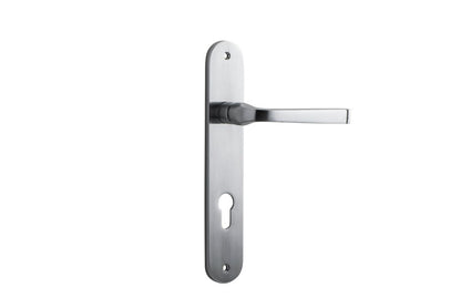 Iver Annecy Door Lever Oval Latch Pair, Passage Kit, Privacy Kit , Entrance Kit with High Security Lock - Brushed Chrome