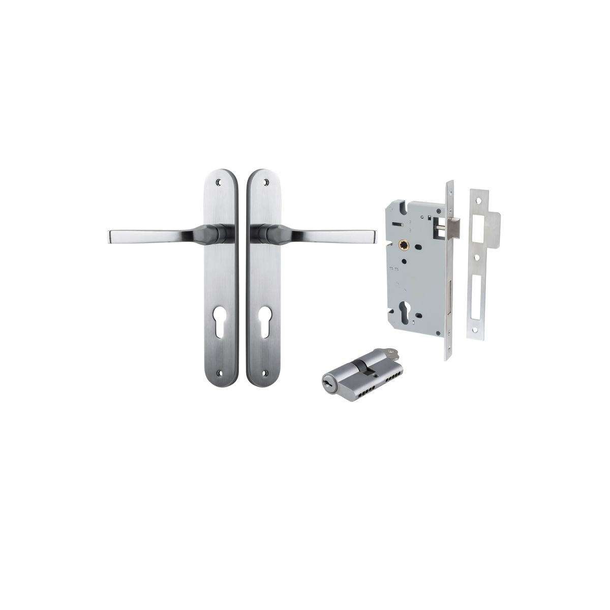 Iver Annecy Door Lever Oval Latch Pair, Passage Kit, Privacy Kit , Entrance Kit with High Security Lock - Brushed Chrome