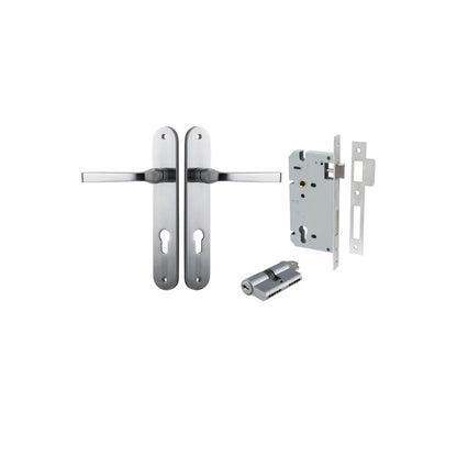 Iver Annecy Door Lever Oval Latch Pair, Passage Kit, Privacy Kit , Entrance Kit with High Security Lock - Brushed Chrome