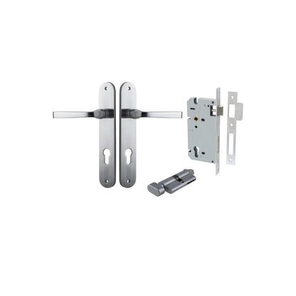 Iver Annecy Door Lever Oval Latch Pair, Passage Kit, Privacy Kit , Entrance Kit with High Security Lock - Brushed Chrome