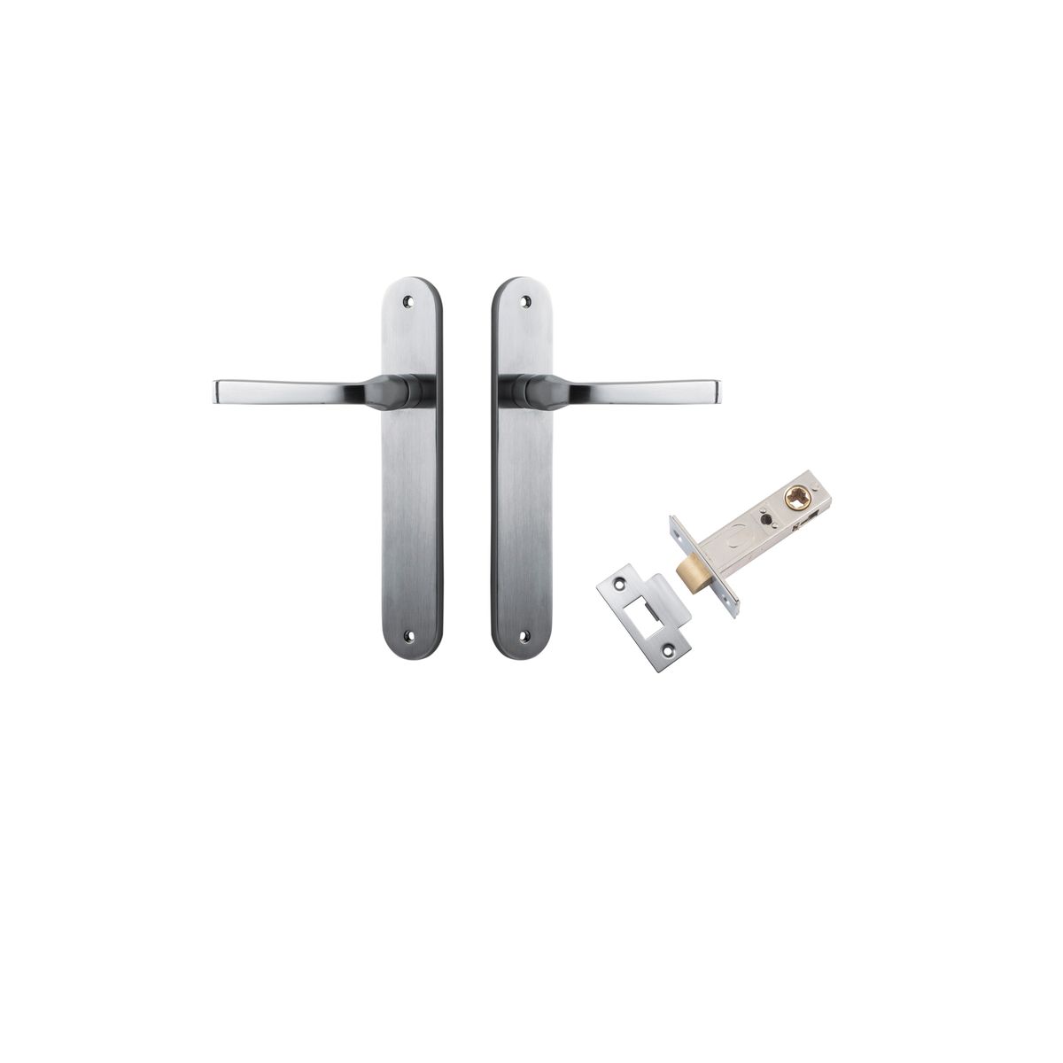 Iver Annecy Door Lever Oval Latch Pair, Passage Kit, Privacy Kit , Entrance Kit with High Security Lock - Brushed Chrome