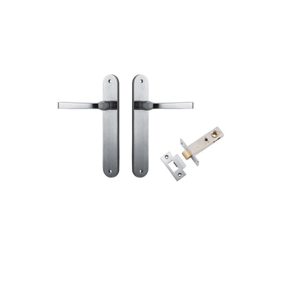 Iver Annecy Door Lever Oval Latch Pair, Passage Kit, Privacy Kit , Entrance Kit with High Security Lock - Brushed Chrome