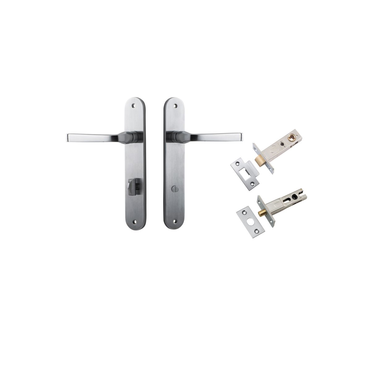 Iver Annecy Door Lever Oval Latch Pair, Passage Kit, Privacy Kit , Entrance Kit with High Security Lock - Brushed Chrome