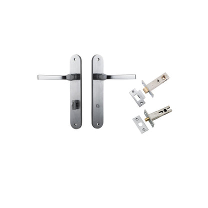 Iver Annecy Door Lever Oval Latch Pair, Passage Kit, Privacy Kit , Entrance Kit with High Security Lock - Brushed Chrome