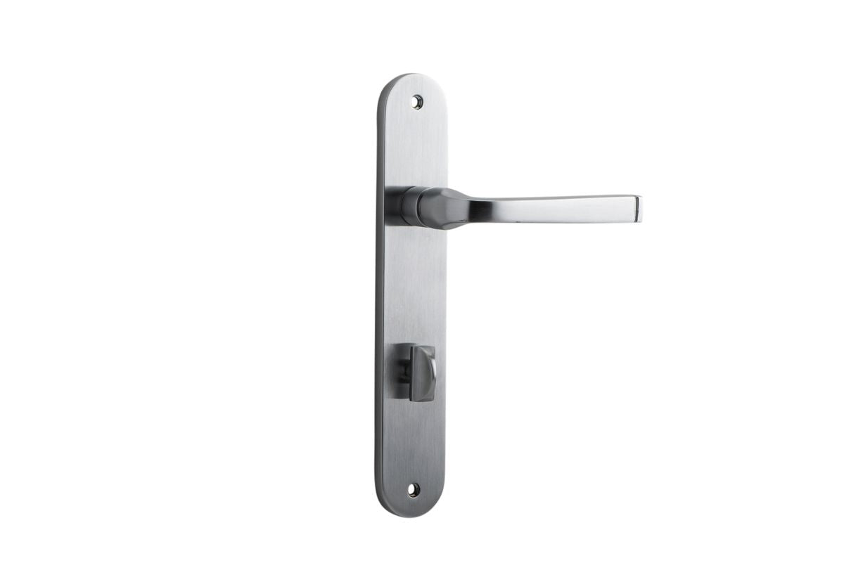 Iver Annecy Door Lever Oval Latch Pair, Passage Kit, Privacy Kit , Entrance Kit with High Security Lock - Brushed Chrome
