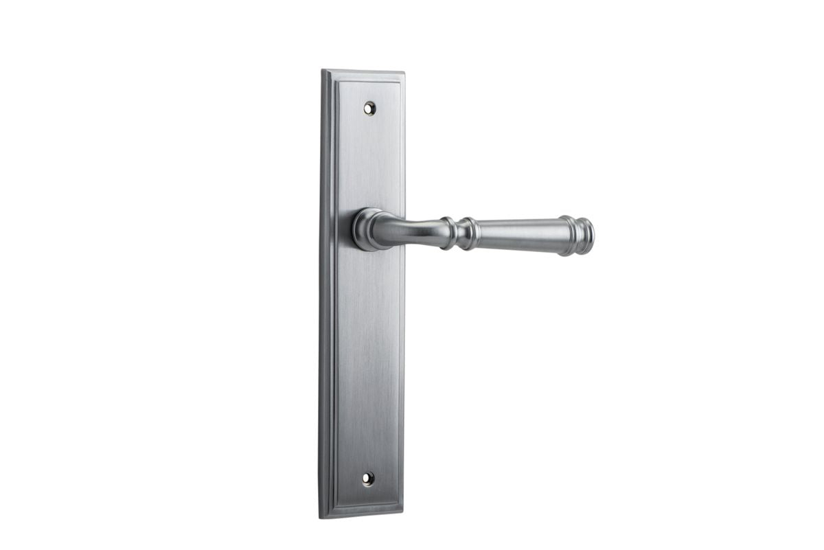 Iver Verona Door Lever Stepped Latch Pair, Passage Kit, Privacy Kit , Entrance Kit with High Security Lock -Brushed Chrome