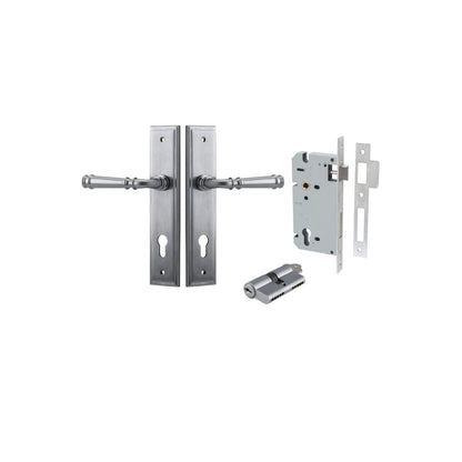 Iver Verona Door Lever Stepped Latch Pair, Passage Kit, Privacy Kit , Entrance Kit with High Security Lock -Brushed Chrome