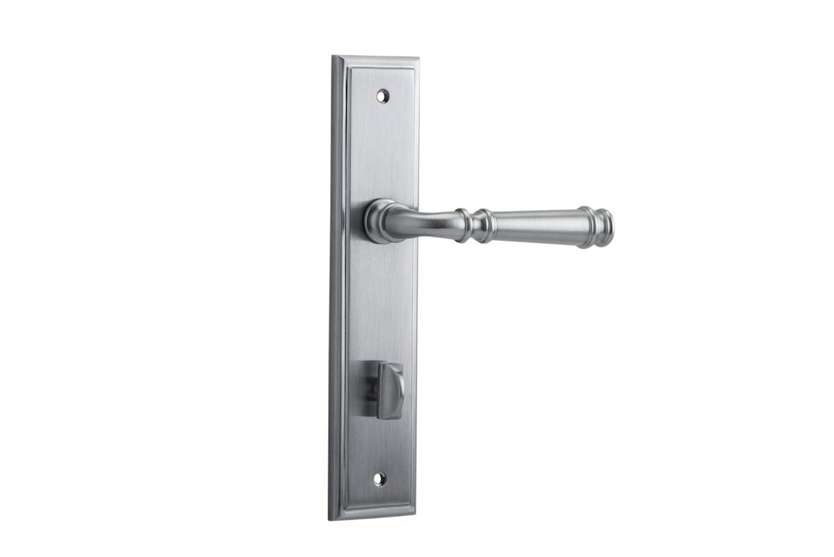 Iver Verona Door Lever Stepped Latch Pair, Passage Kit, Privacy Kit , Entrance Kit with High Security Lock -Brushed Chrome
