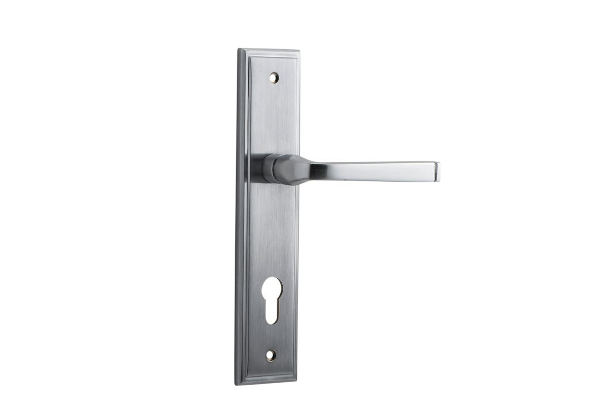 Iver Annecy Door Lever Shouldered Latch Pair, Passage Kit, Privacy Kit , Entrance Kit with High Security Lock -Brushed Chrome