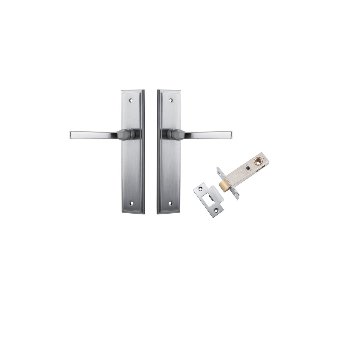 Iver Annecy Door Lever Shouldered Latch Pair, Passage Kit, Privacy Kit , Entrance Kit with High Security Lock -Brushed Chrome