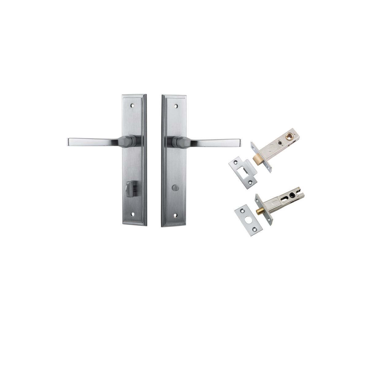 Iver Annecy Door Lever Shouldered Latch Pair, Passage Kit, Privacy Kit , Entrance Kit with High Security Lock -Brushed Chrome
