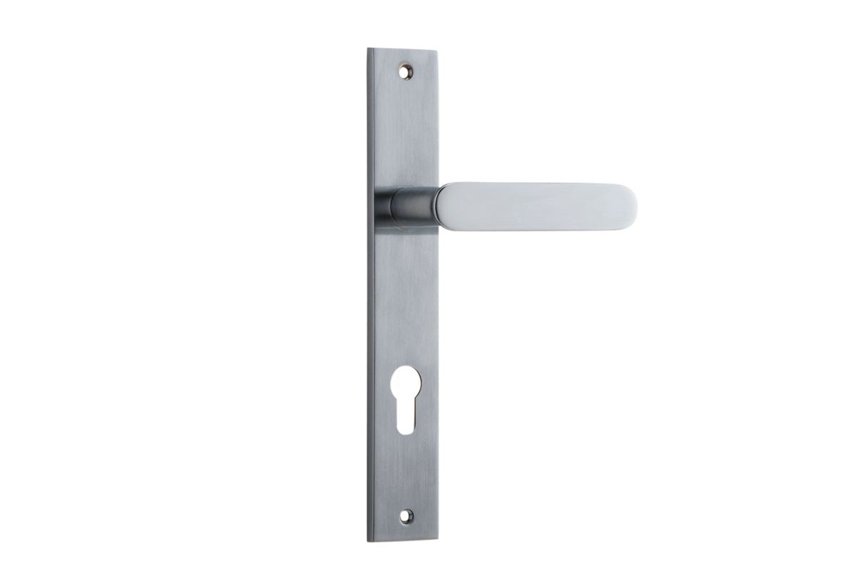 Iver Bronte Door Lever Rectangular Latch Pair, Passage Kit, Privacy Kit , Entrance Kit with High Security Lock - Brushed Chrome
