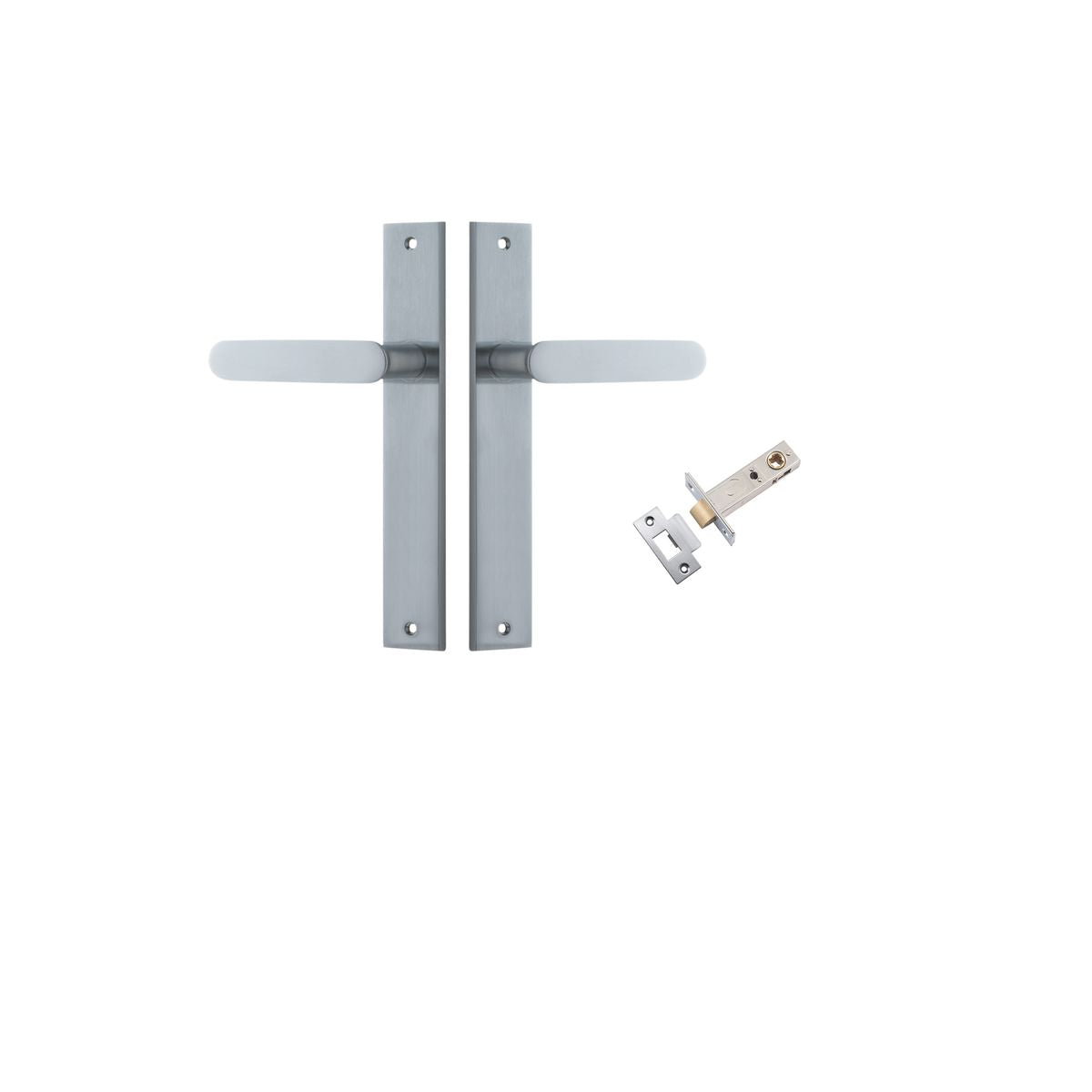 Iver Bronte Door Lever Rectangular Latch Pair, Passage Kit, Privacy Kit , Entrance Kit with High Security Lock - Brushed Chrome